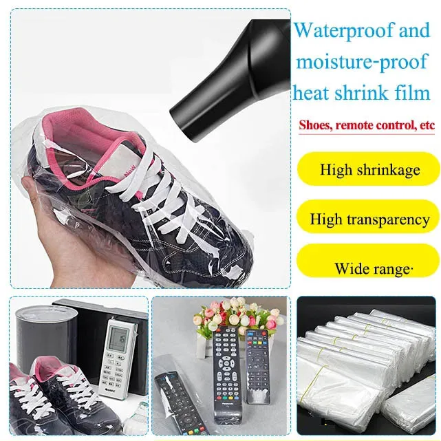 100pcs Heat Shrink Film Soft Heat Blister Transparent Shrinkable  Dust Film Bag With Logo