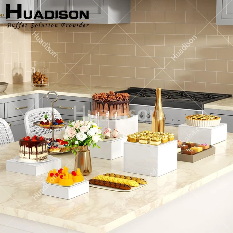 Стол для украшения отеля Huadison акриловый набор десерта подставка закусок белый