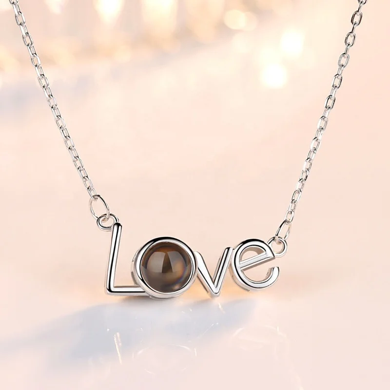 
Dropshipping 100 Languages Necklace I Love You Necklace Silver Necklace Love Forever Gift for Women 