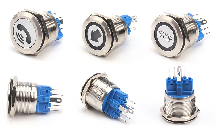 25mm Computer Start Momentary metal push button switch 5v Blue Led Power Icon W/ 50cm Wire