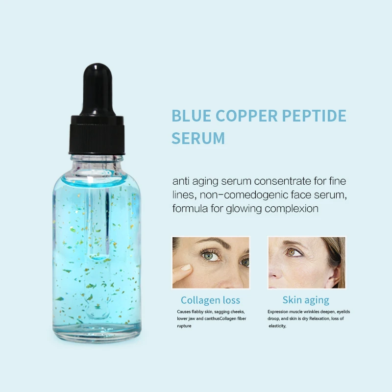 Cosmetic Wholesales Poreless Reduce Fine Lines Dark Spots Removal Glow Serum Copper Peptide Facial Serum