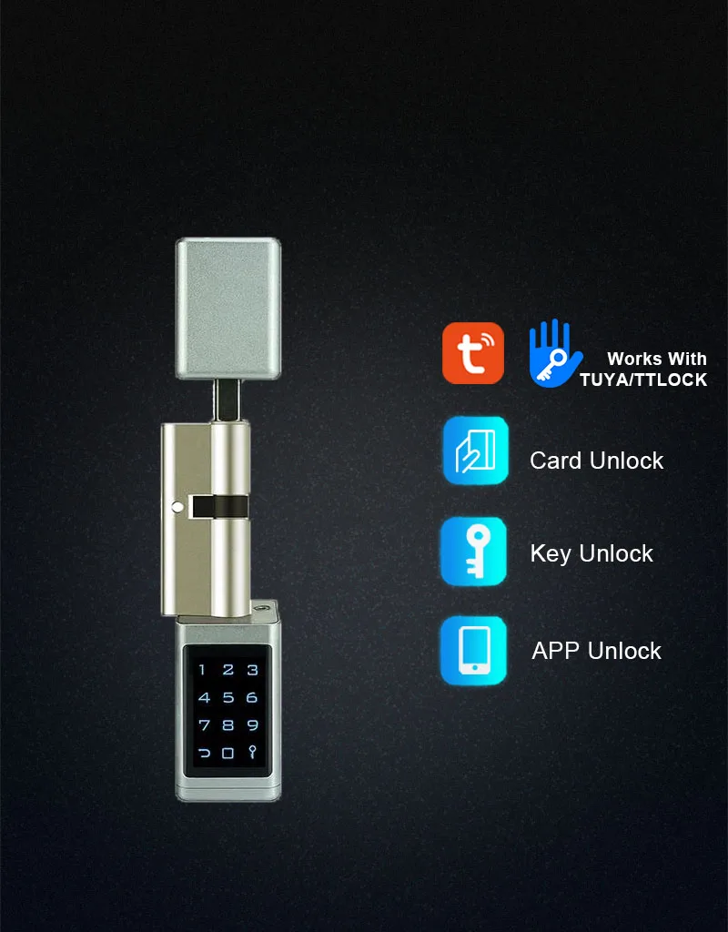 YOHEEN Security Euro Standard TTlock Alexa Google Home WiFi Electronic Password Key Card Smart Cylinder Door Lock