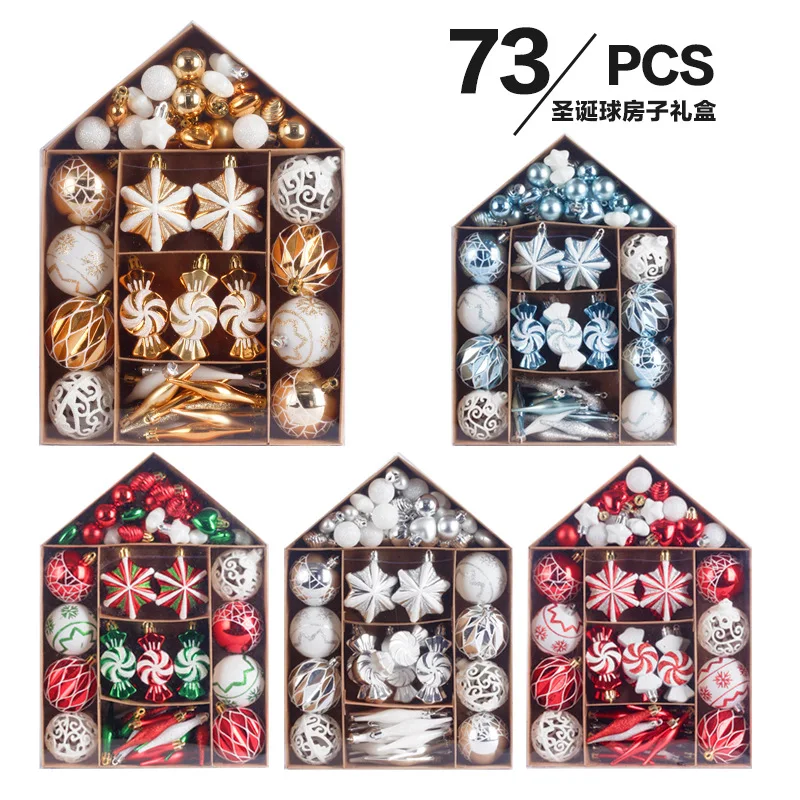 73PCS SET   Frozen Winter Silver White Christmas  Ornaments Shatterproof Xmas Balls