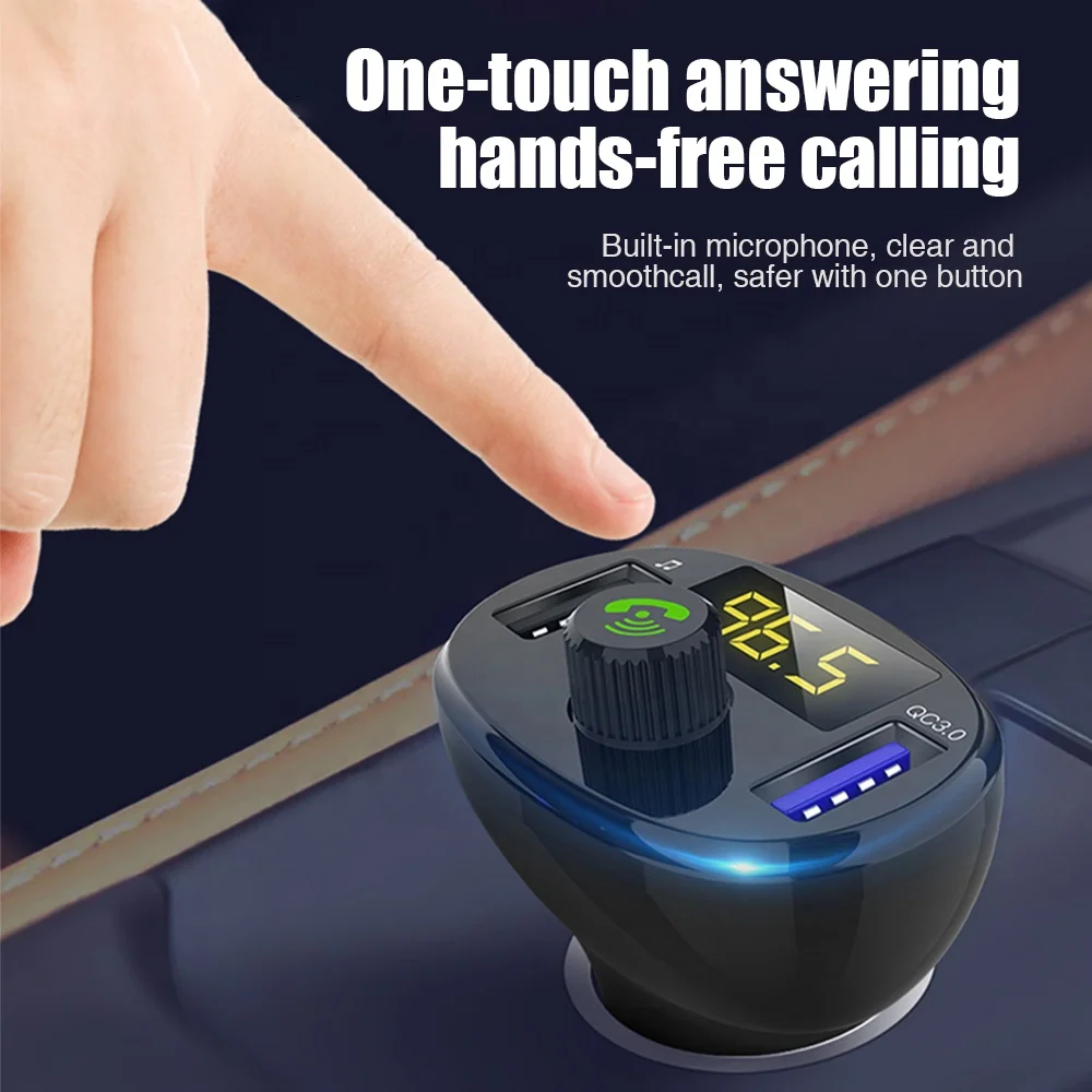  2021 SINRI High Quality Luxury Convenient New LED Wireless USB MP3 Music Player Support QC3.0 Dual FM