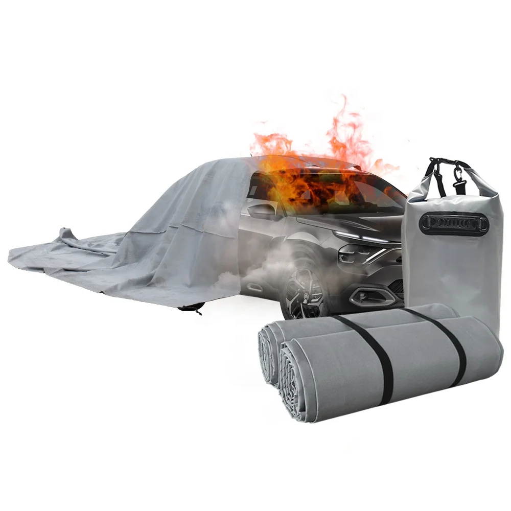 Hot Selling Fiberglass Fire-resistant Roll Grey Car Fire Blanket for Gas Stations Effective Fire Fighting Tool