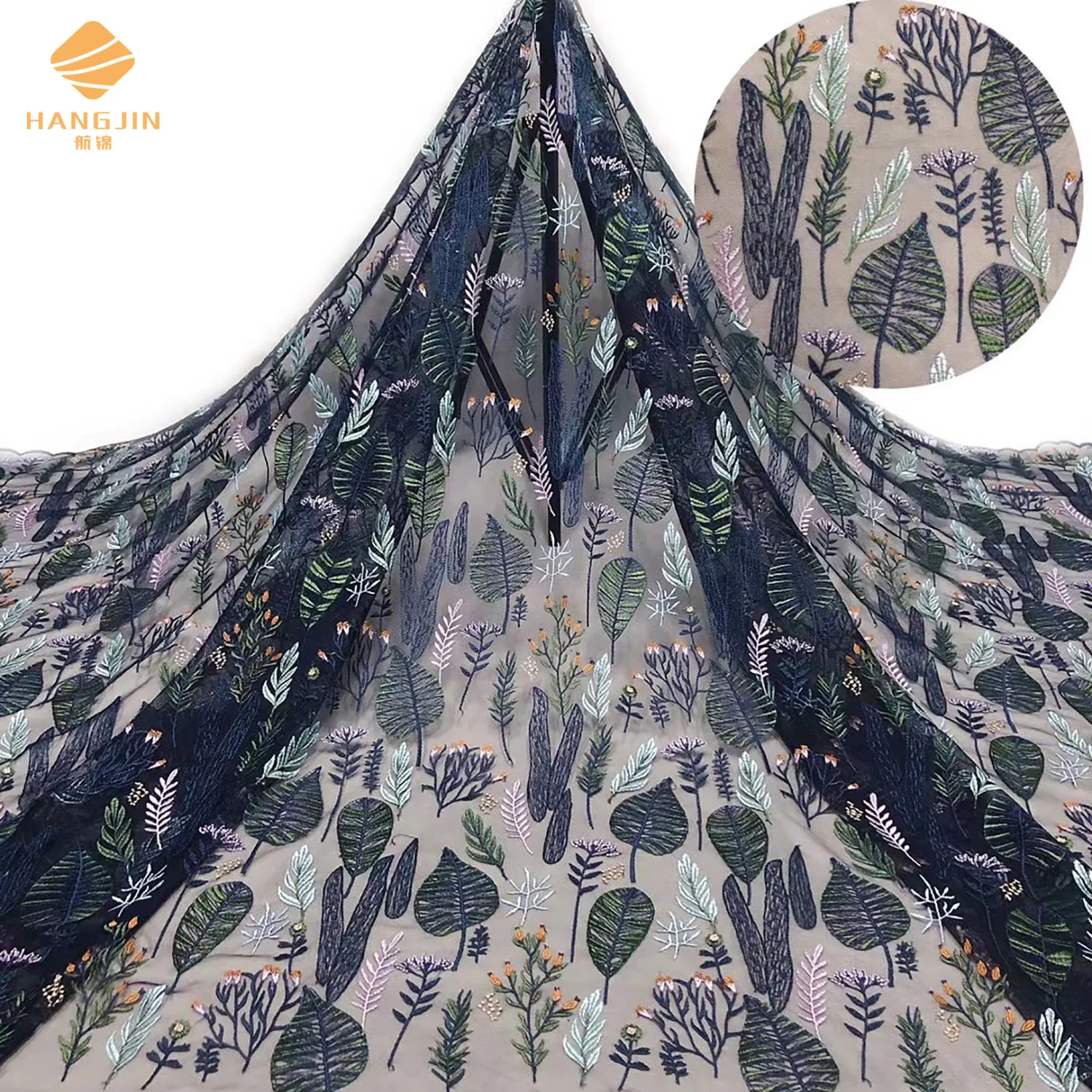 Wholesale Price Fashion 3D Mesh Embroidery Floral Lace Fabric Polyester Embroidered Tulle Fabric For Women Dresses