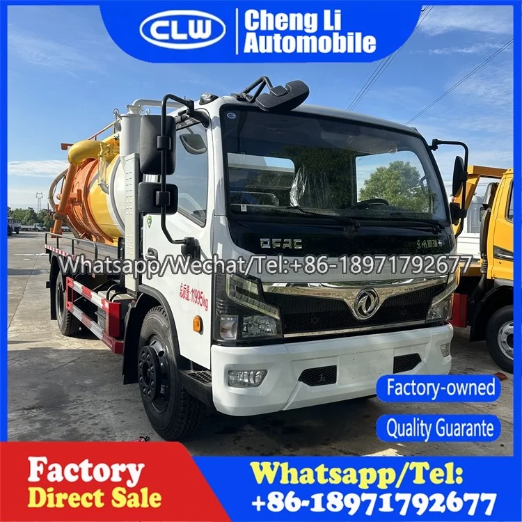 Dongfeng DFAC Small Sewage Suction Trucks 4X2 6CBM 6 Wheelers Vacuum Sewer Tanker Suction Truck
