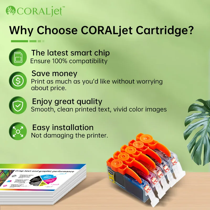 CORALjet PGI-225 CLI-226 225 226 чернильные картриджи совместимы для принтера PIXMA IP4820/IP4920/MG5120/MG5220 цвет и черный