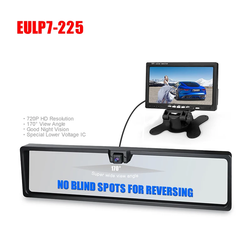 7 inch car monitor with 720p European License Plate Camera for car reversing