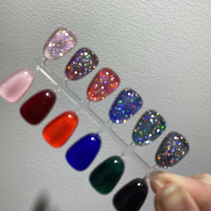 MIUKIULA High persistence Colored Laser Dazzling Diamond Top Coat Gel Nail Polish For Nail Art Custom Logo
