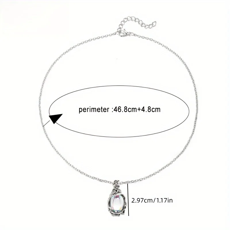 Bohemian Vintage Necklace for Women European American Summer Style Retro Moonstone Pendant Trendy Strand Chain Alloy Material