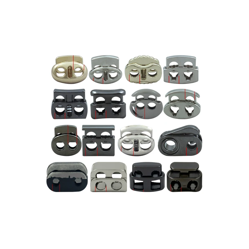 Customize zinc alloy 25mm cord lock 20 mm end cap buckle 2 holes toggle extension cords with two female ends