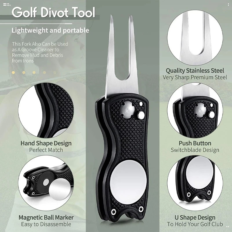 High Quality Custom Logo Colorful Golf Divot Retractable Metal Golf Divot Repair Tool With Ball Maker