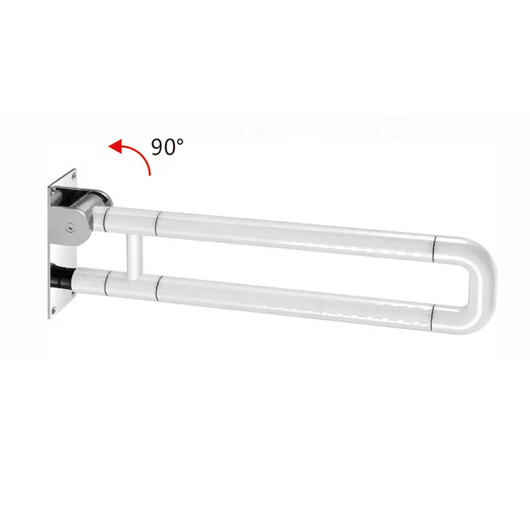 LQS Commercial Yellow and White 90 Degree From Horizontal To Vertical Foldable ABS Grab Bar For Hotel Hospital