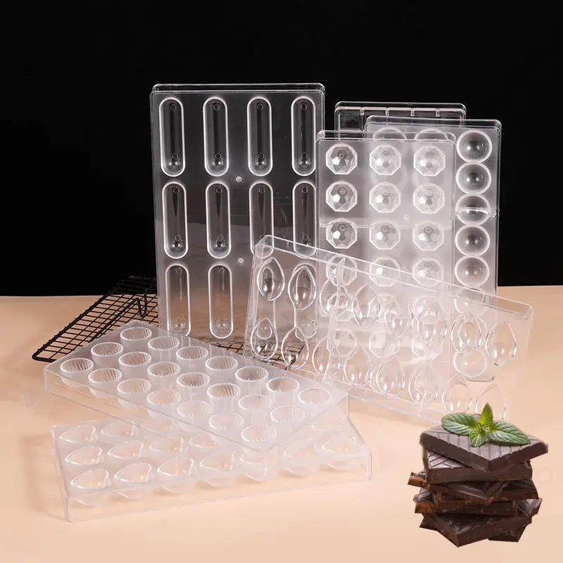 Non-stick BPA-Free High Quality Rose Heart Golf Shape Chocolate Moulds Food Safe Plastic Clear Polycarbonate Chocolate Bar Molds