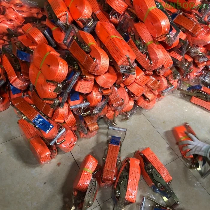 Best Selling 0.8 Ton Ratchet Straps Premium Heavy-Duty Load Securement 2.5 cm Wide Safe Transportation Polyester Belt