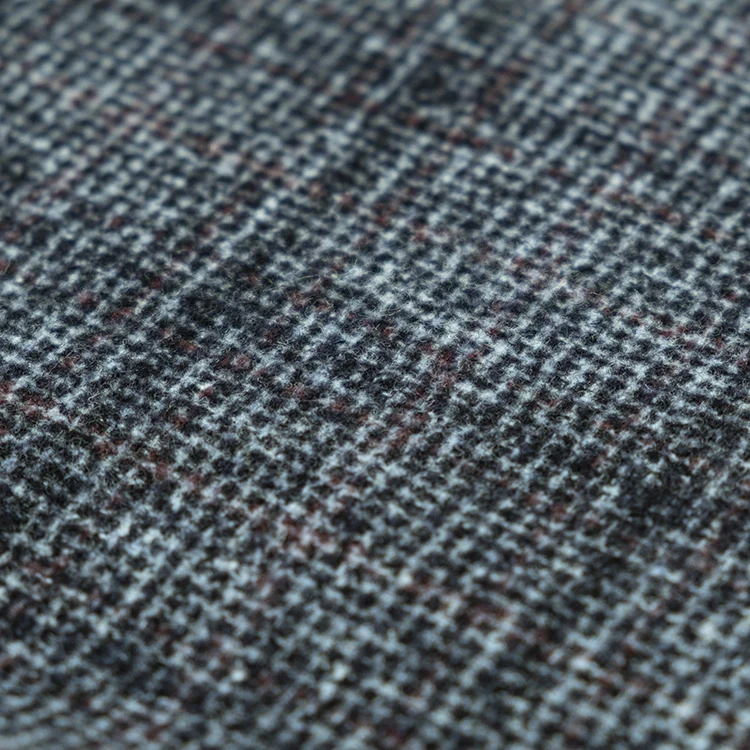 
Small MOQ 40% wool 50% polyester blend circle yarn dyed checked wool plaid tweed sheep woollen fabric 