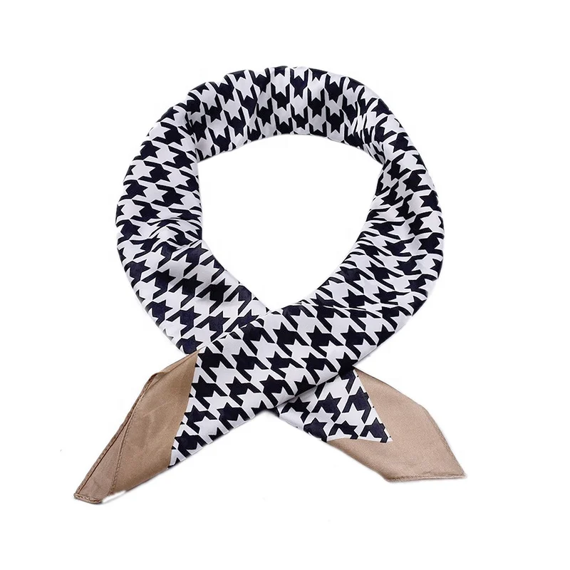 2021 New Style elegant Square Silk  Houndstooth Graceful Ladies women shawl plaid blanket silk scarf digital print