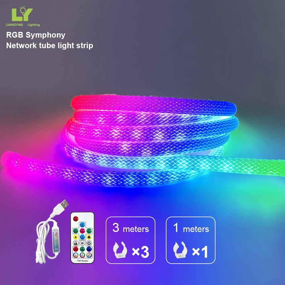 360 градусов RGB гибкая лента неоновый свет круглая силиконовая Адресуемая 24 В веревка светодиодная неоновая лампа