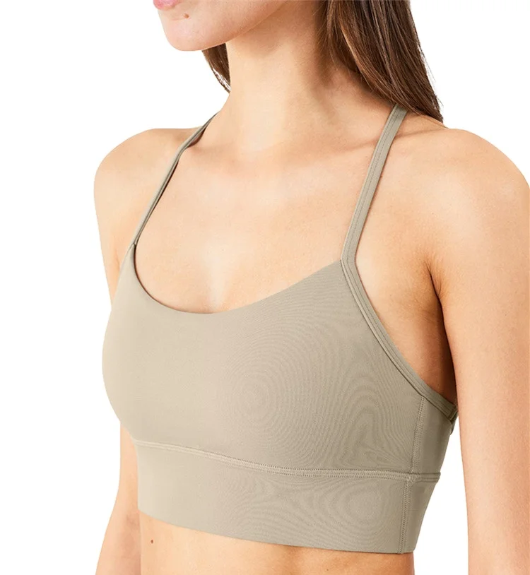 2022 New sling high elastic nude sports underwear Y-shape beautiful back sexy gathering slimming yoga vest