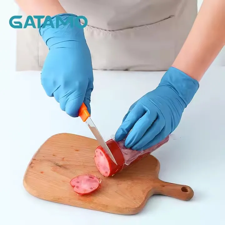 BG17 China blue size M examination exam household food  thick  vinyl/nitrile gloves powder free blend disposable nitrile gloves