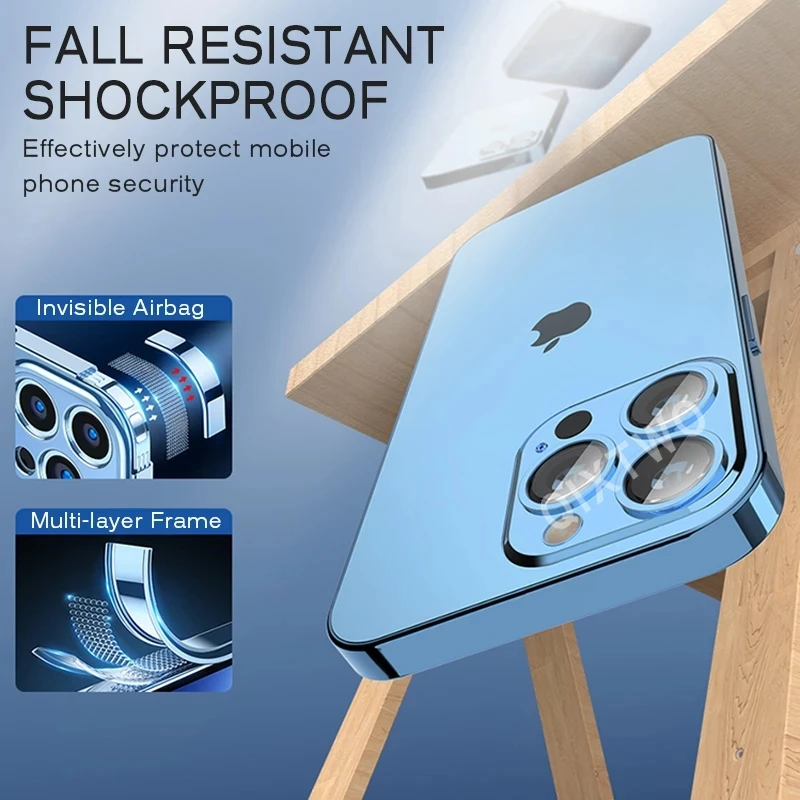 Luxury Plating Transparent Shockproof Thin Case For iPhone 13 12 11 Pro Max X Xs XR 7 8 Plus SE2 Mini Soft Silicone Bumper Cover