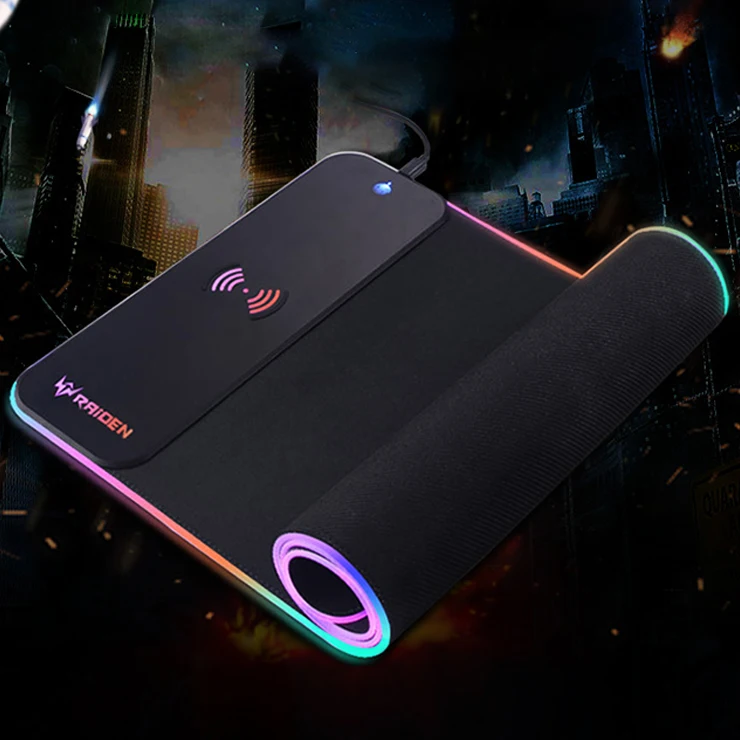 RGB led mouse pad wireless charger 2 in 1 Type consumer electronics custom qi wireless charging mouse pad for mobile phone