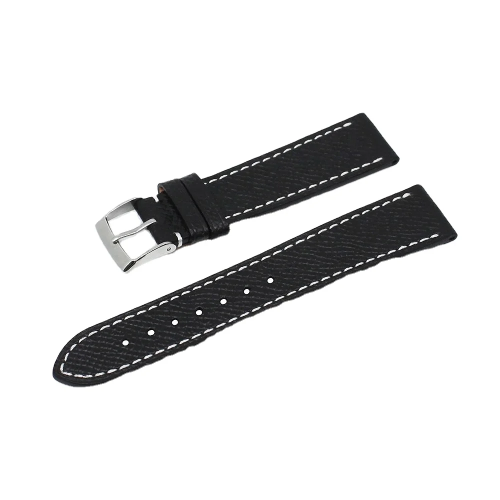 Good Quality Italian Original Genuine Fashionable Changeable Black Handicafted Grain Epson Leather Watch Strap