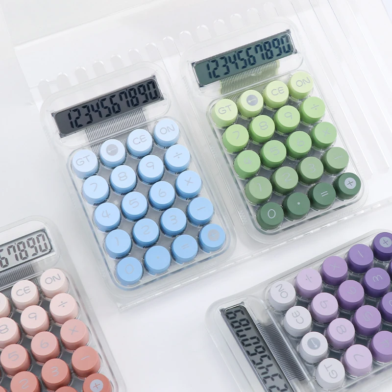 ANI Latest Trending Product Cute Gradient Button Style Transparent Case Lovely School Accounting Use Electronic Calculator