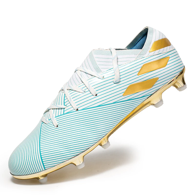 Factory outlet spike football shoes men sports shoes high top football shoes gold soccer boots goods in stock