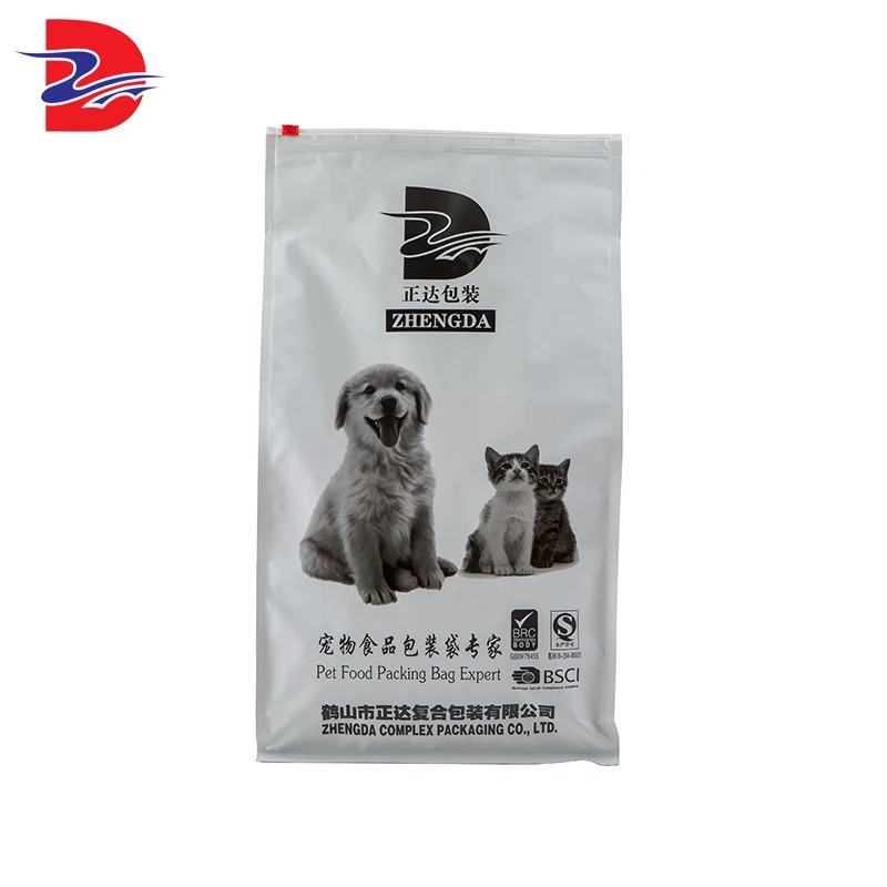 Factory direct sale composite aluminum plating stand up pouch zipper pet food packaging bag