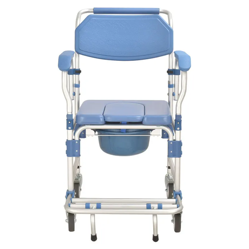 Reclining shower commode chair toilet with wheels