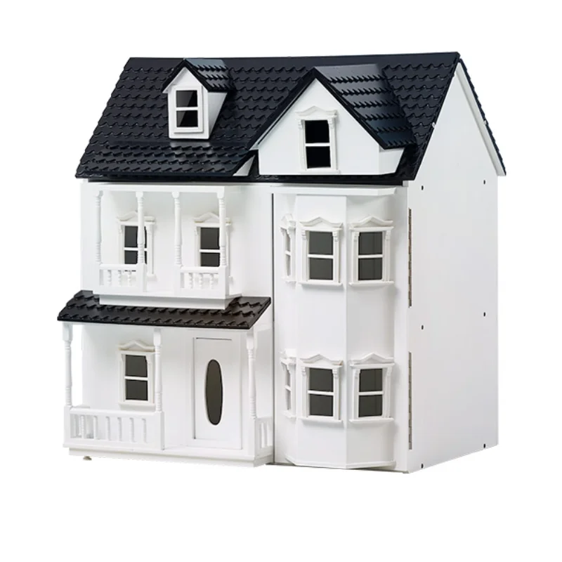 Оптовая продажа, кукольный домик, игрушка для девочек, деревянные Роскошные Игрушки для малышей с мебелью и светлой белой виллой, деревянный кукольный домик