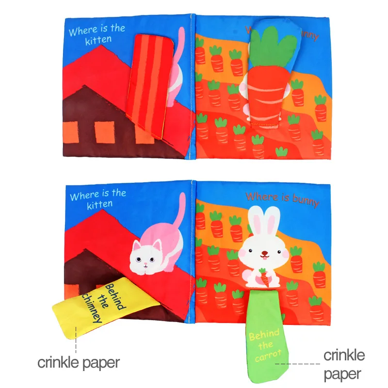 2020 New Products baby safe Early education cloth book Toy HIDE and SEEK on the Farm D141B