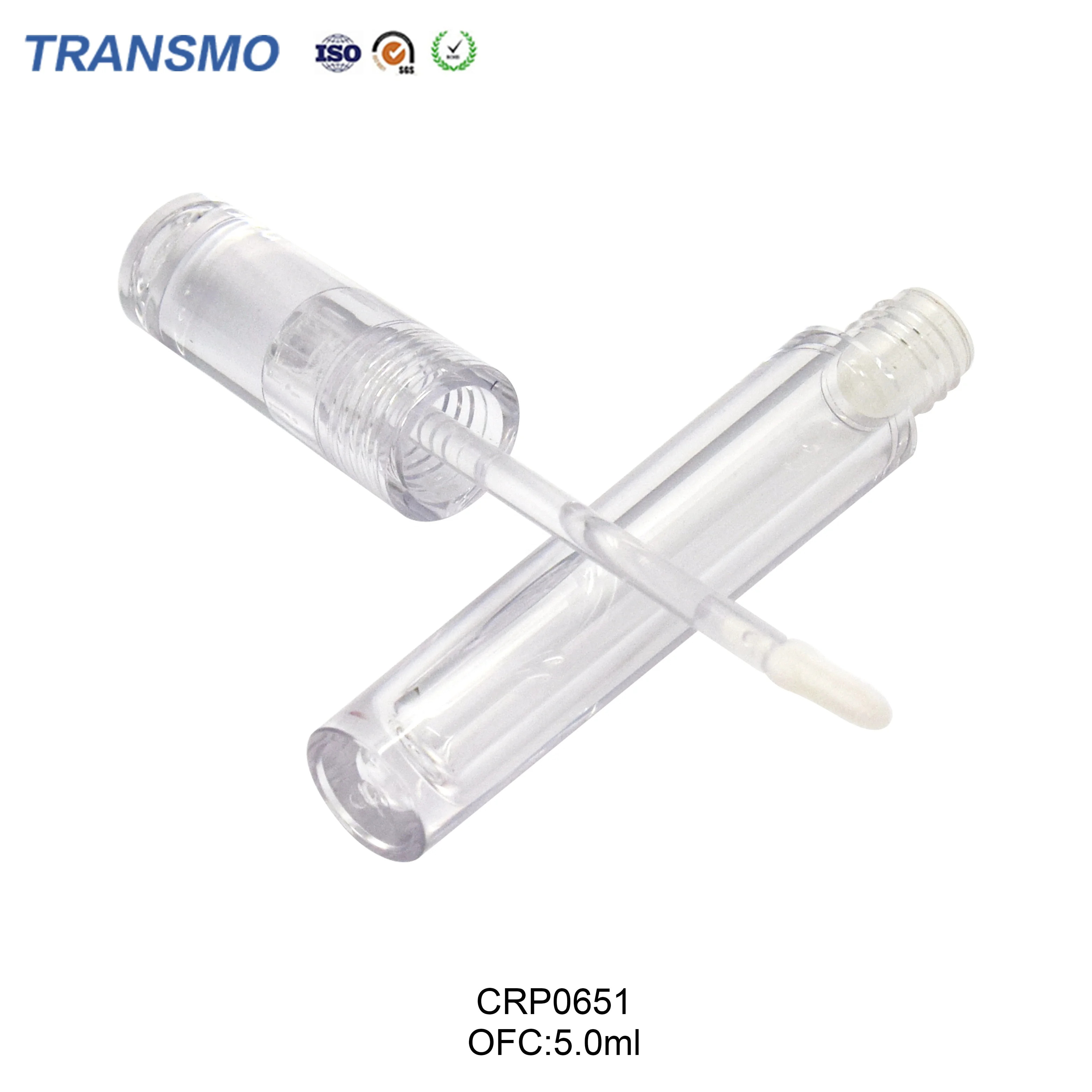 Recycled plastic 5ml lip gloss packaging custom logo liquid lipstick tube 5ml round crystal empty lipgloss tubes