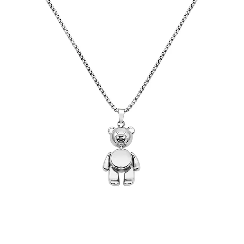 Hot new bear Titanium steel necklace disco fashion accessories pendant sweater chain girl necklace