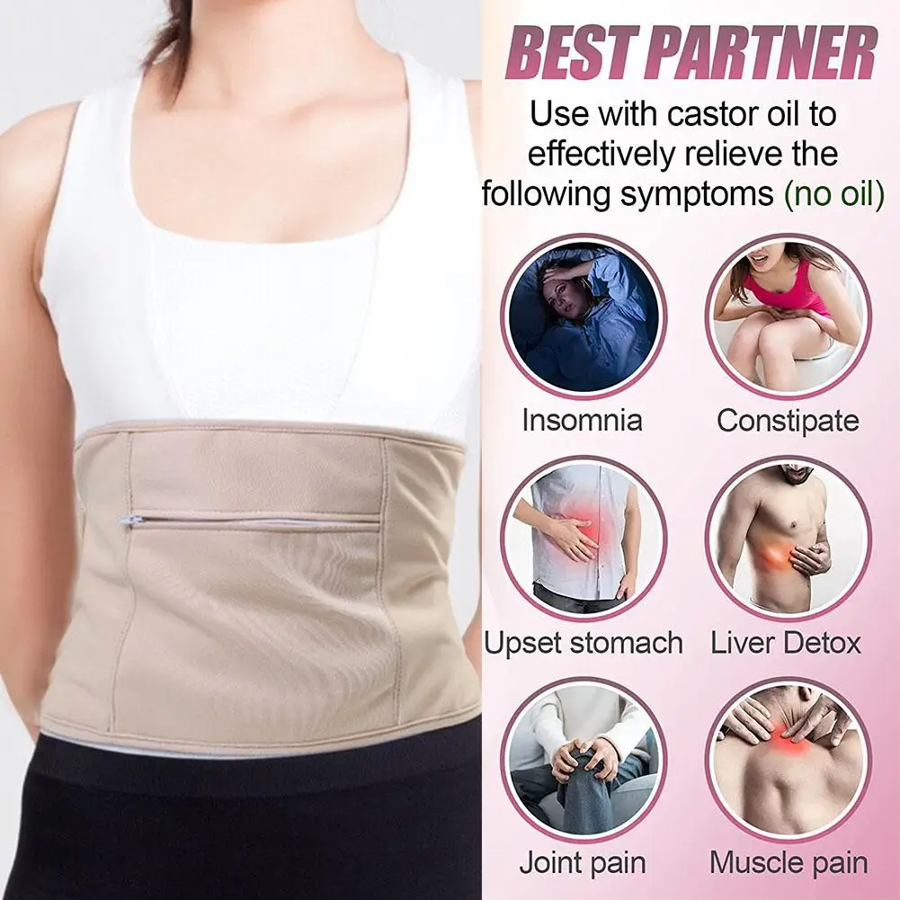 Adjustable strap pads reusable organic cotton flannel around breast stomach wrap castor oil pack Organic Compression Wrp