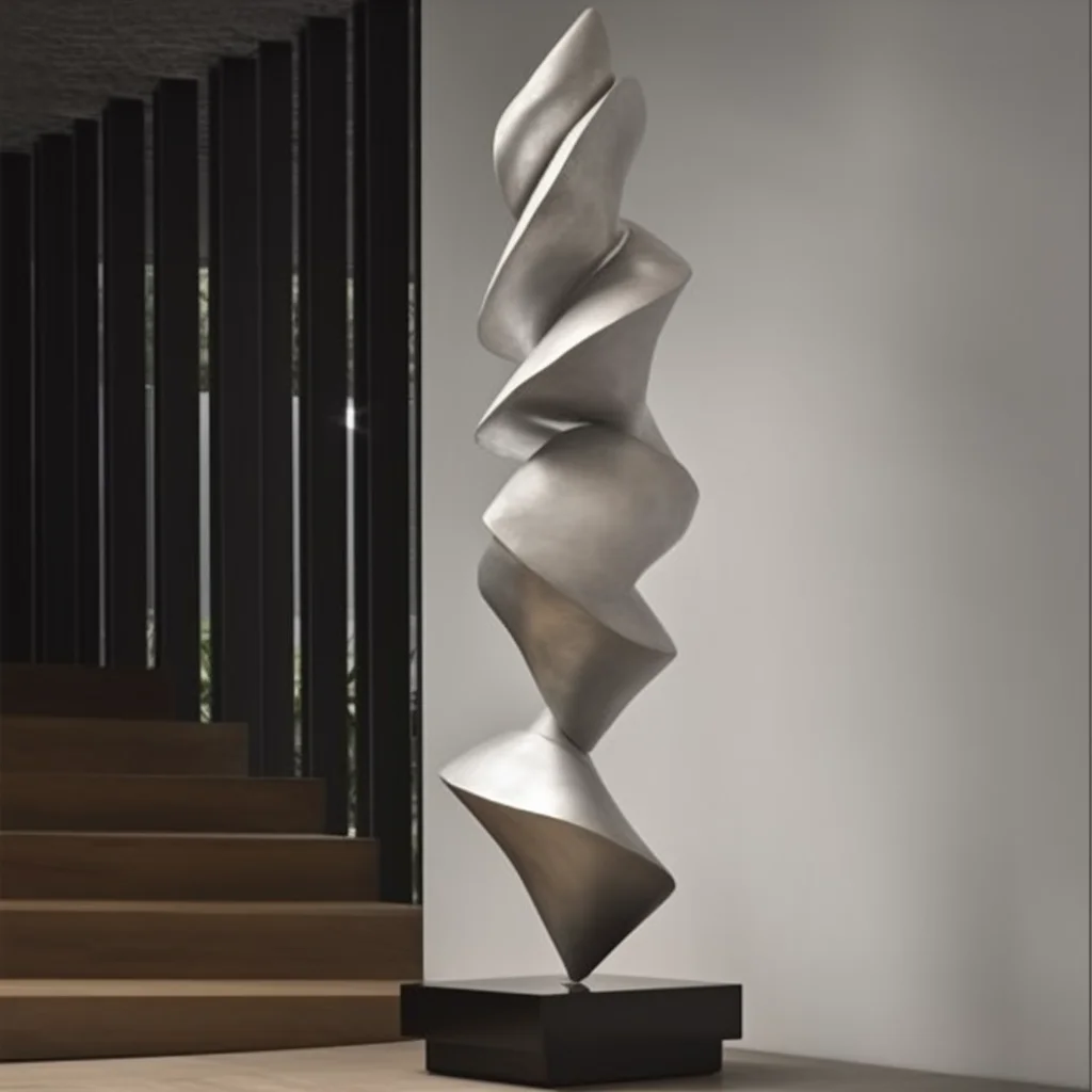 Indoor/Outdoor Modern Stainless Steel Sculpture with Column Design Matte Surface Art Feature Durable Metal Material