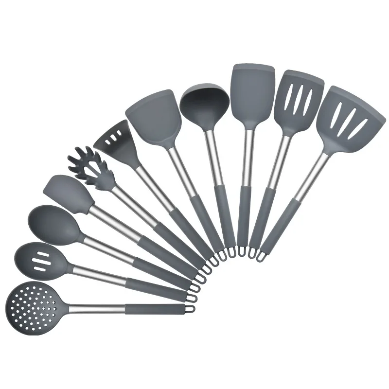 Wholesale Custom 10 Piece Silicone Rubber Kitchen Supplies Utensils Set Tools