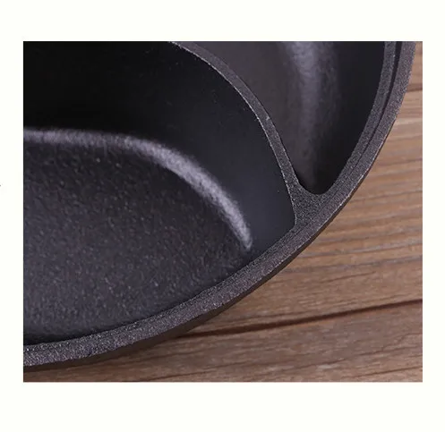Chinese Cast Iron Two Compartments Hot Pot