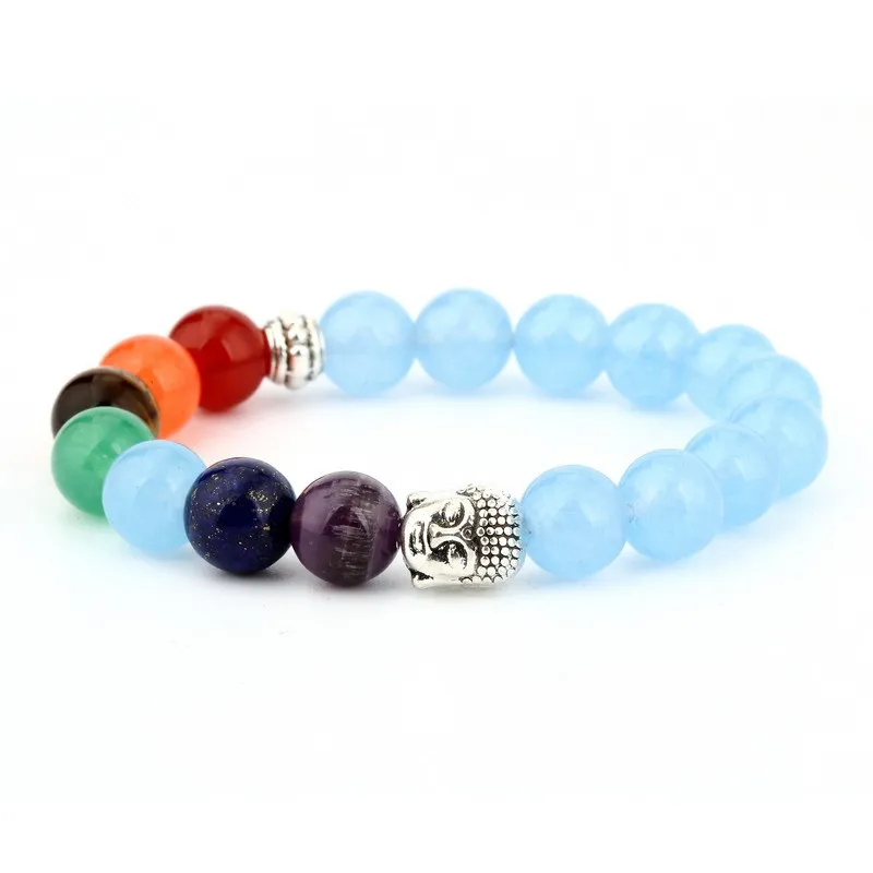 Fashion Yoga Chakra Lava stone bead Buddha Head Agate Bead bracelet Jewelry