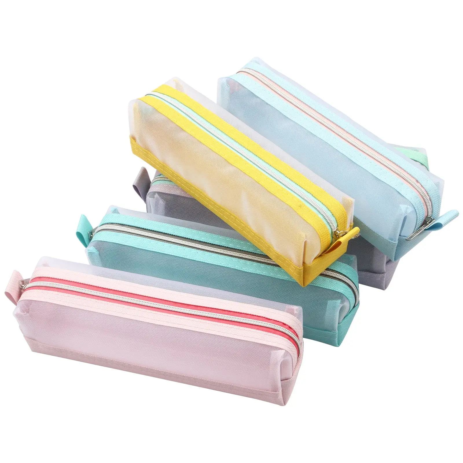 Wholesale Low Price Custom Logo Cartoon Cute Mesh Oxford Fabric School Pencil bag Color Pencil Case Creative Pen Case Pouch