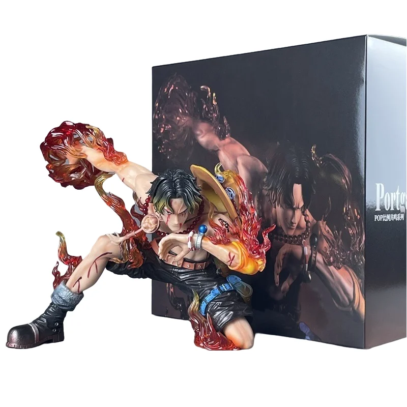 One Pieced Action Figure Battle damaged Ace figurine PT Yan Emperor Fire Fist Ace model one pieced decoration