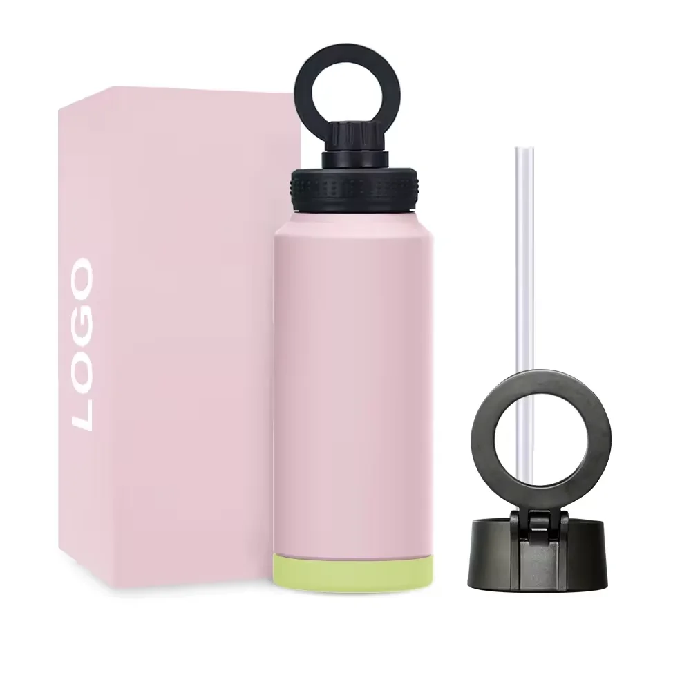 Custom Logo 304 Stainless Steel Magnetic Vacuum Flask Insulated Water Bottle With Magnetic Cell Phone Holder