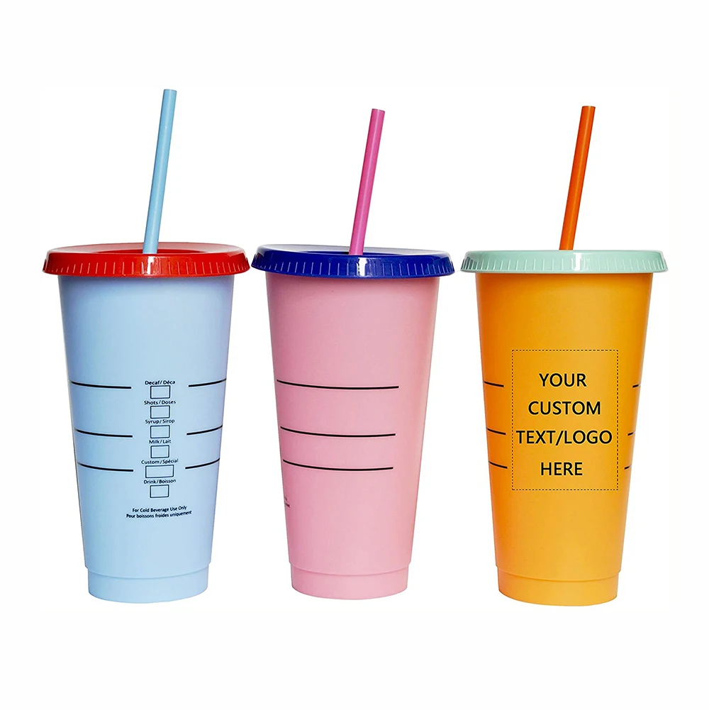 Hot sale soda hardhard tall reusable pp plastic smoothie cups with lids and straws for wholesale