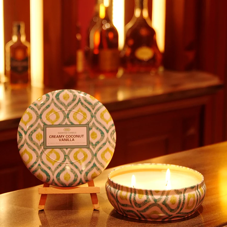Customized wholesale eco friendly luxury scented tin candles with box