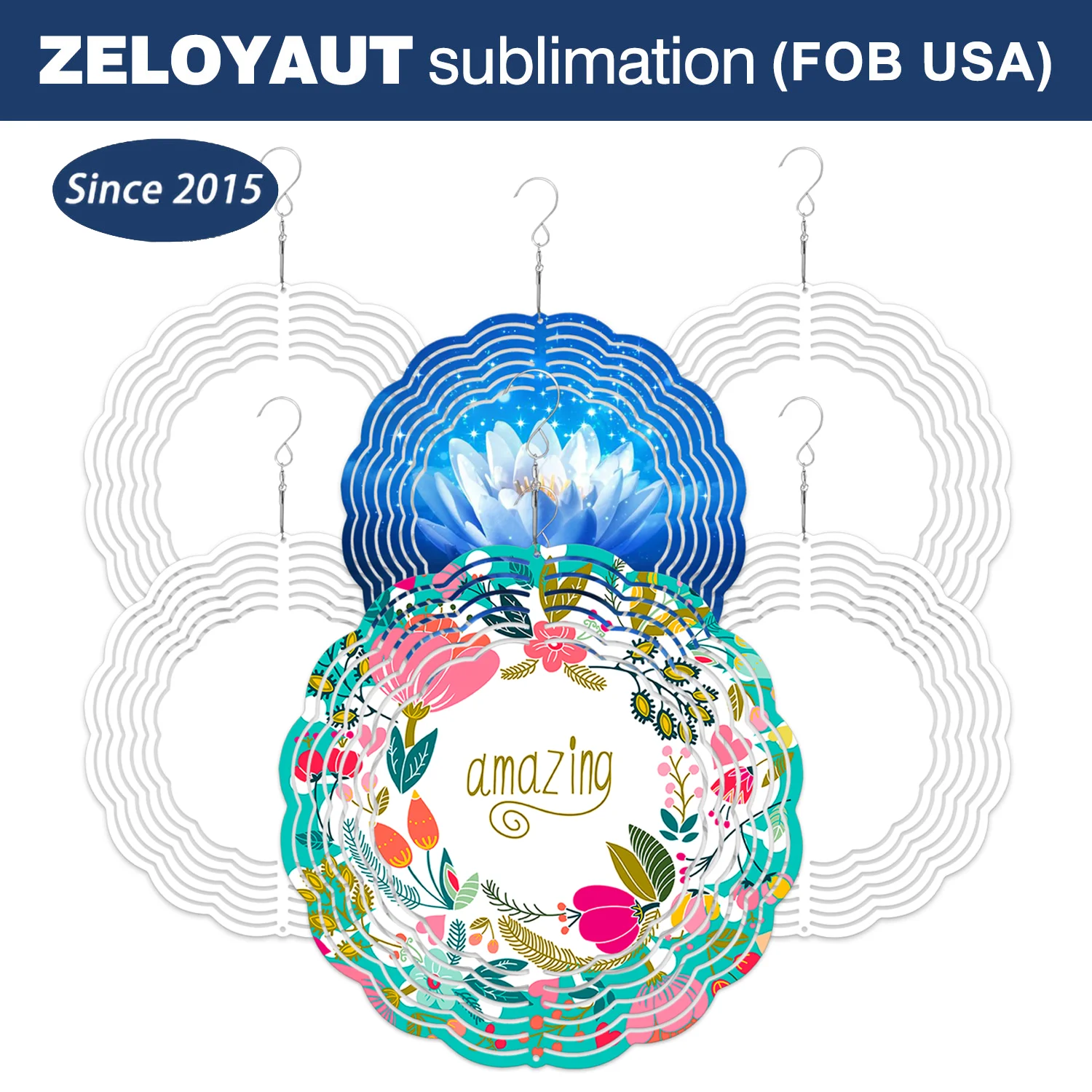 US Warehouse FREE shipping wholesale  sublimation blanks, metal wind spinner personalized garden decor gift10 inch wind spinner.