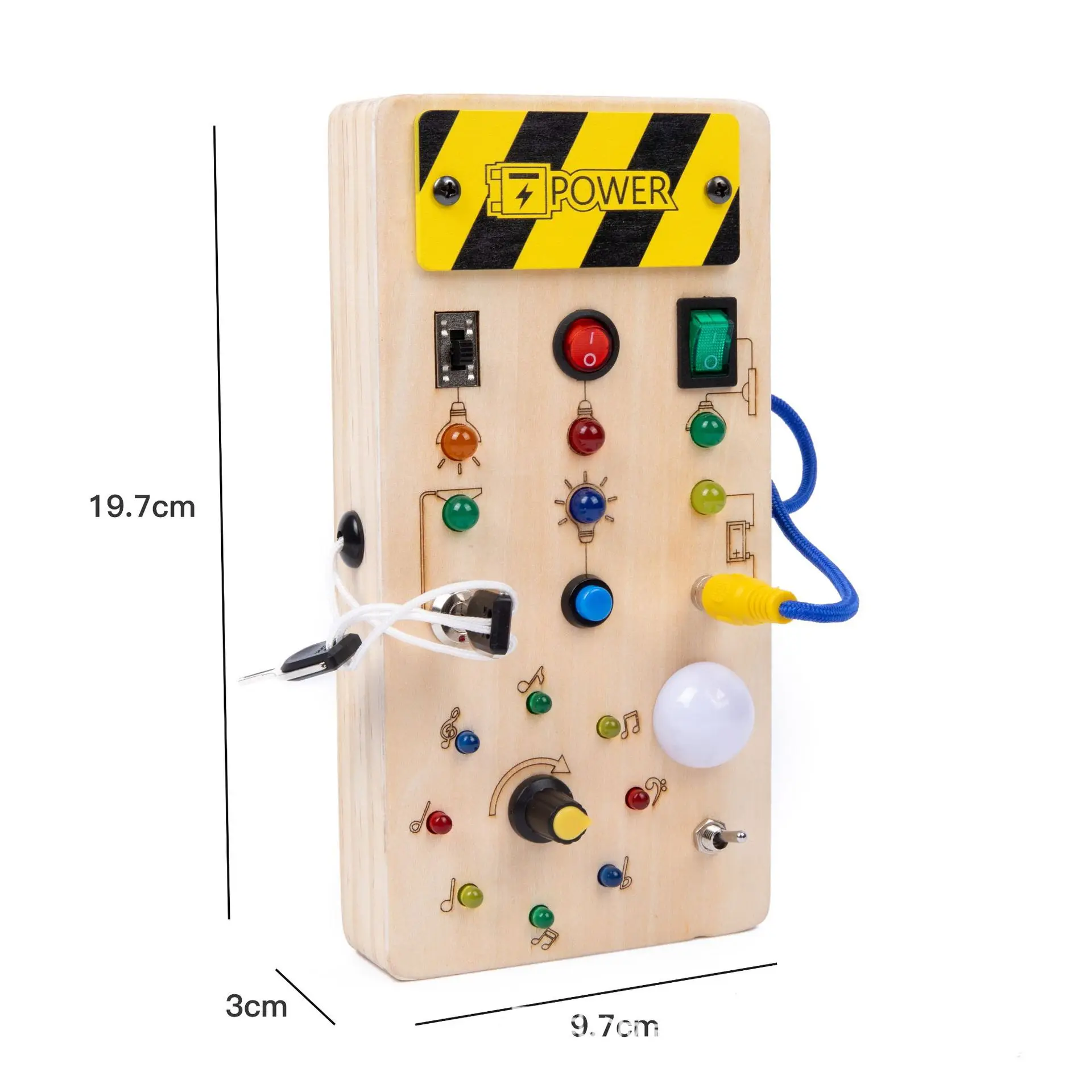 Children Wooden Switch Smile Face Toys Kids Early Educational Kids LED Light Power Button Game Montessori Bear Busy Board