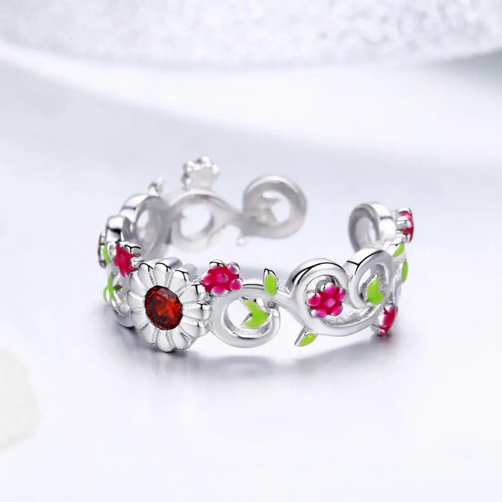 
Hot selling dubai jewellery colorful flower stone gems zirconia silver 925 Ring jewelry 