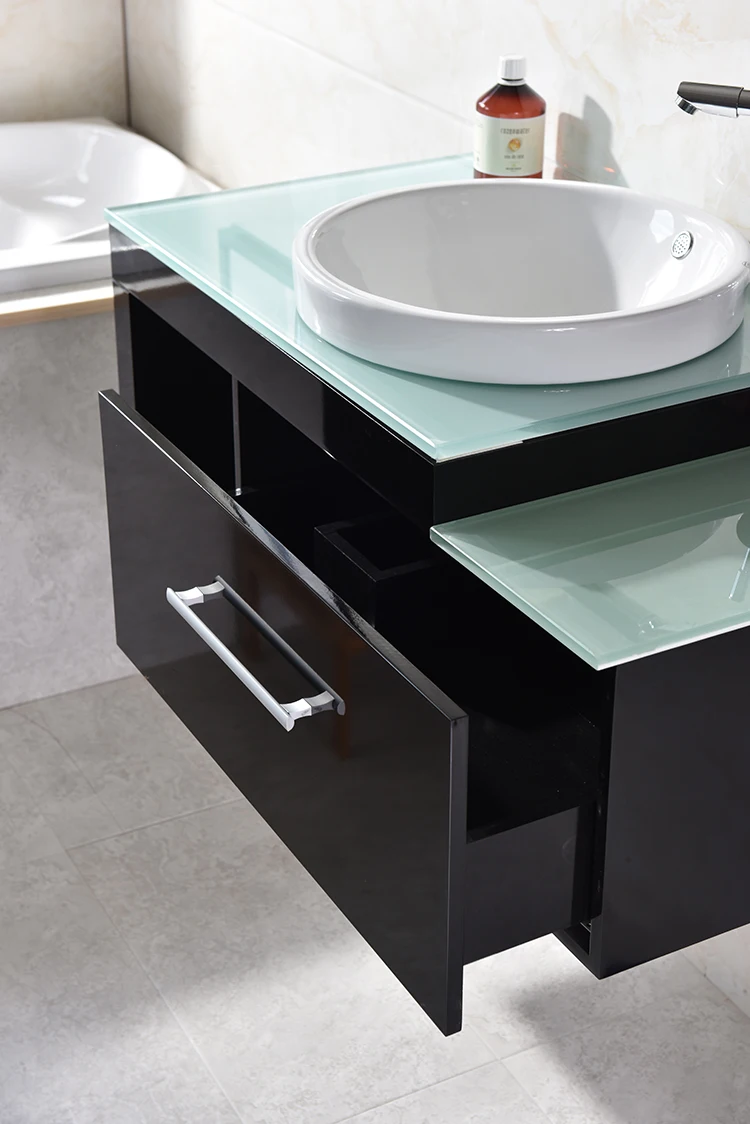 Simple design wall mounted single basin PVC hotel bathroom vanity